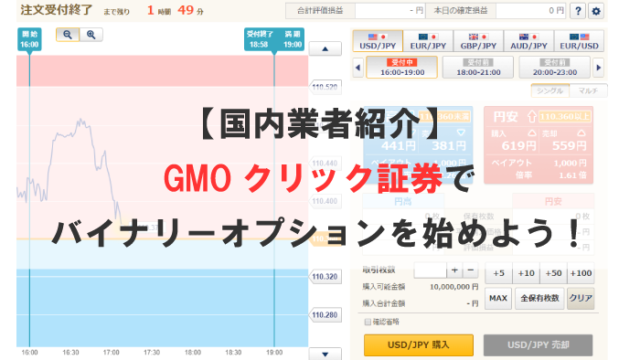 【国内業者紹介】GMOクリック証券でバイナリーオプションを始めよう！